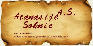 Atanasije Soknić vizit kartica